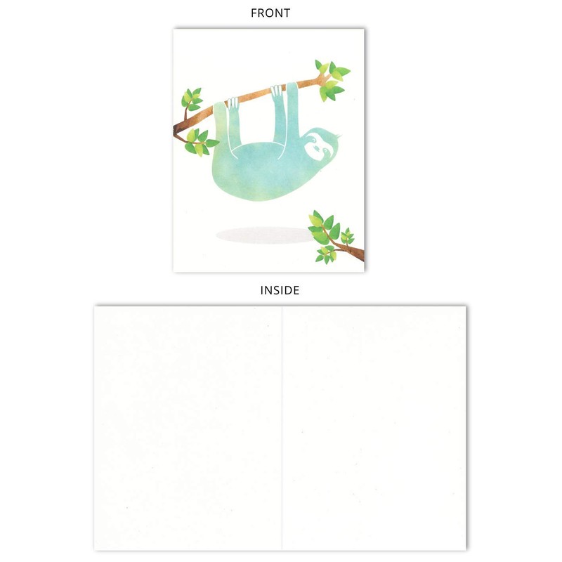 Hanging Sloth All Occasion Blank Note Card - Size 4.25"