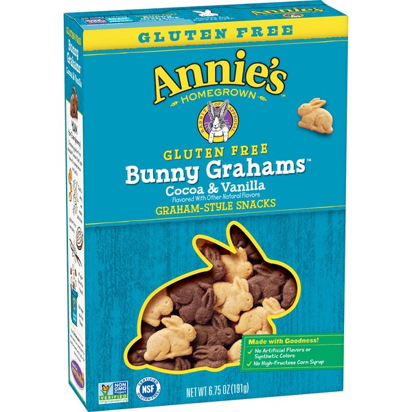 Annie's Gluten Free Cookies, Cocoa & Vanilla Bunny Cookies, 6.75 oz Box (Pack of 6)