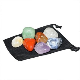7 Assorted Tumbled Polished Stones in a Velvet Bag Chakra by Generic