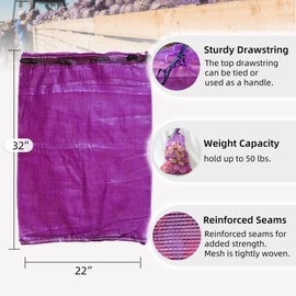 deebree Mesh Firewood Bags 22"×32" 300 Per Pack Crawfish Sacks, Firewood Bags for Selling, Onion Bag Storage Potato Sacks Mesh Wood Bag Bulk (Pack of 300)