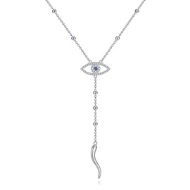 HUKKUN Italian Horn Necklace for Women Italian Horn Pendent Sterling Silver Evil Eye Necklace for Women Jewelry Gift