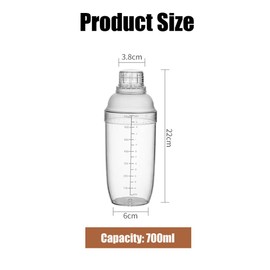 700CC / 680.4 g Cocktail Shaker Transparent Plastic Drink Shaker Bottle with Scale and Strainer Mixer Shaker Cup Bottle for Home Bar Milk Tea Shop Party Coffee Shop Restaurant
