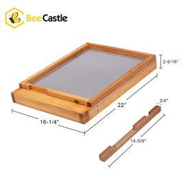 BeeCastle Beehive Screened Bottom Board Dipped in Beeswax,Screened Bottom Board with Solid Wood (10-Frame)