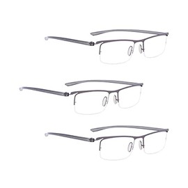 READING GLASSES 3 pack Half-Rim Readers (Gunmetal)
