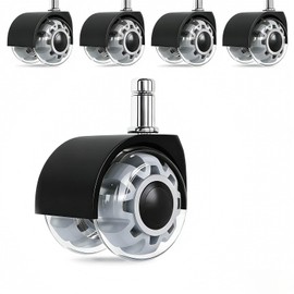 Simple Trending Office Chair Wheels, Heavy-Duty Chair Casters, Replacement Rubber Wheels for Carpet and Hardwood Floors, 2 Inch Universal Fit, Set of 5