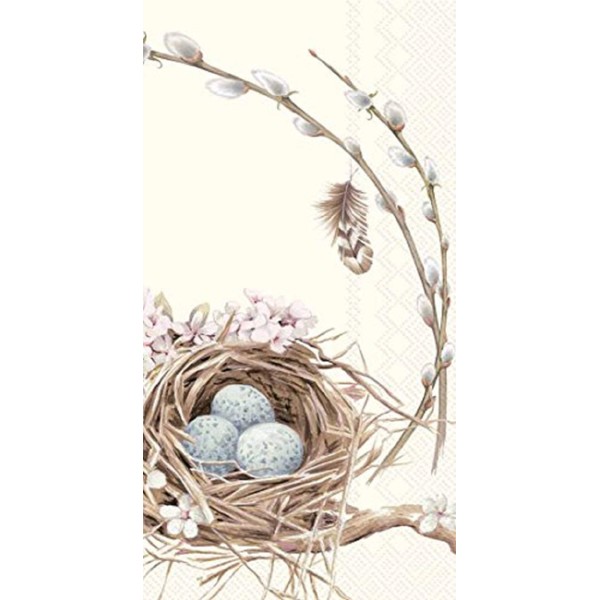 Boston International 32 Count 3-Ply Paper Guest Towel Buffet Napkins, Birds Nest with Eggs
