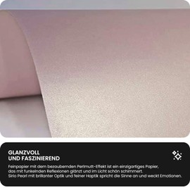 Netuno Sirio Pearl Misty Rose Fine Paper with Pearlescent Pink DIN A5 148 x 210 mm 125 g for Christmas Wedding Birthday Christening Anniversary Invitation Cards Pack of 10