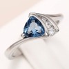 Sdouefos 925 Sterling Silver Natural Sapphire Ring CZ Diamond Natural