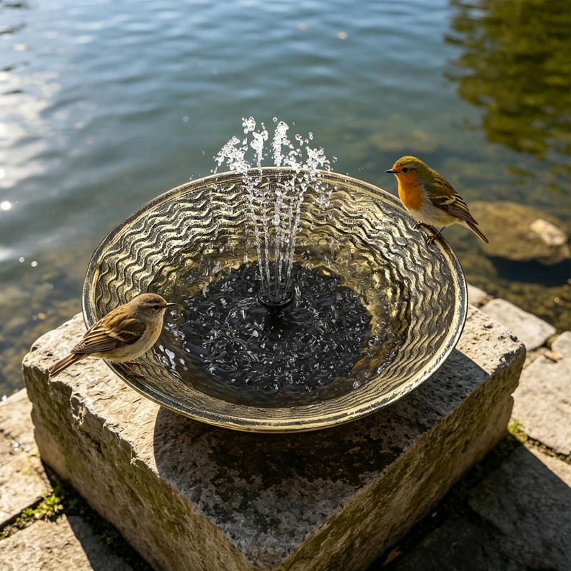 Bird Bath for Outside, Solar Powered Bird Bath Bowl Fountain