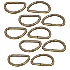 sourcing map Pack of 10 D Rings Welded Bronze Tone 20 mm Inner Width Iron Metal Half Round