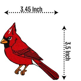 3.5" Embroidered Cardinal Bird Iron On Patch | Decorative Cardinal Birds Applique Iron On/Sew On Patches for Clothing, Hats, Backpacks, Clothes, Jacket, T Shirts