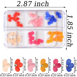 24pcs Handmade Flower Nail Charms Small Flowers Nail Art Charms Pendant Set 3D Acrylic Flower Nail Charms Nails Accessories Flowers Decoration Nail Art Charm Artificial Flowers Nail Design Petals Nail