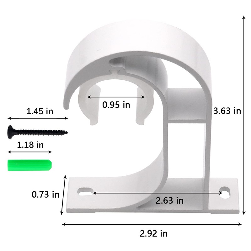 Aluminum Alloy Curtain Rod Bracket, Holder, Support - Mounted on