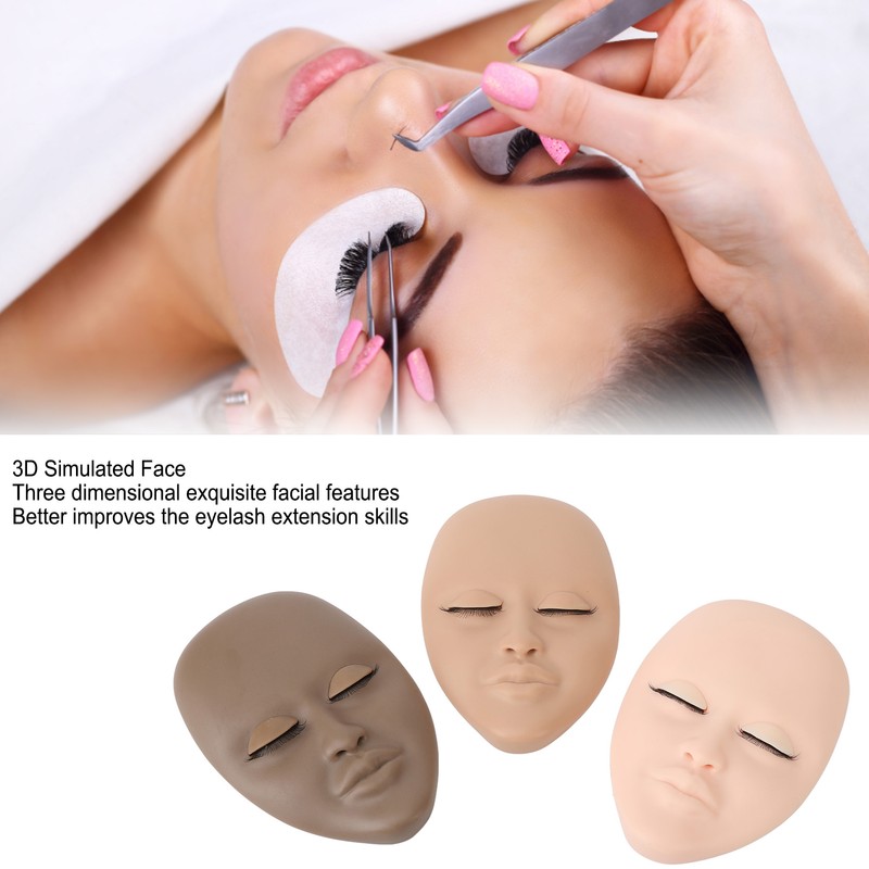 3pcs Eyelash Mannequin Head Lash Extension Training Practice Head with