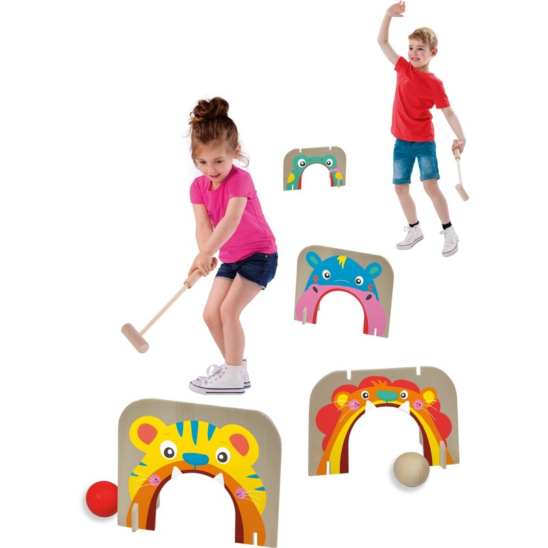 SES Creative 02293 Animals Croquet and Bean Bag Throw, Various