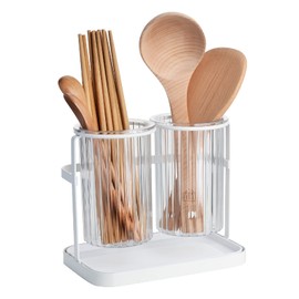Umlaca Chopsticks Stand, Stylish, Drainer, Kitchen Chopstick Stand, Tool Stand, Kitchen Cutlery, Stand, Fork, Chopsticks Storage Tube, Plastic, Kitchen Utensils (Wall-Mounted - Double Chopsticks