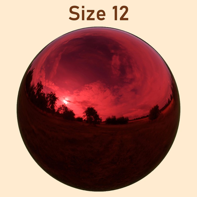 Lulu Decor, Red Stainless Steel Gazing Mirror Ball Size 12,