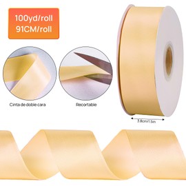 100yd Rollo Cinta De Tela,2cm Ancho Cinta De Satén De Color Sólido,Tejido De Poliéster Alta Densidad,Lazos Decorativos DIY Para Bodas Cumpleaños Ramos Tocados Envolver Regalos.