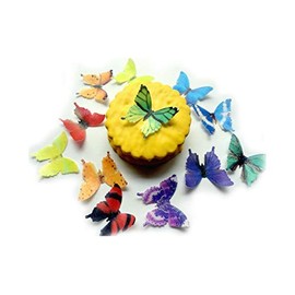 Assorted Rainbow Color Wafer Paper Butterflies 1.75 Inch for Decorating Desserts Pack of 48