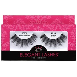Elegant Lashes #016 Black - Professional 100% Natural Human Hair False Eyelashes (1 Pair)
