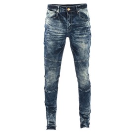 S-JACOL Jeans para Hombre, Pliegues elásticos Ajustados, Pantalones Largos clásico con Cinta Exterior, Azul (Mid Blue), 38W x 34L