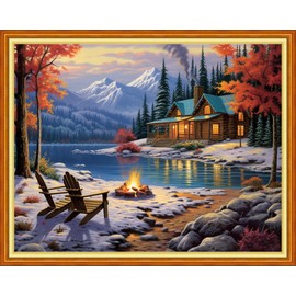 DMCVIVR Stamped Cross Stitch Kits for Adults Beginners Embroidery Kits 11CT Needlepoint Kits Cross Stitch Patterns Embroidery Patterns-Night Scenery 16x20 inch