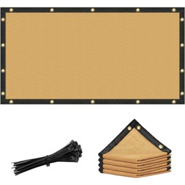 Amgo 7' x 11' SandBeige Custom Size Shade Cloth with Grommets - 90% Sunblock, Durable Mesh Fabric Tarp for Dog Kennel Cover, Fence Privacy Screen, Greenhouse, Chicken Coop & Pet Playpen.