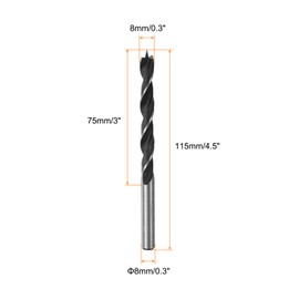 HARFINGTON 5pcs Brad Point Drill Bits 8mm(20/64") Dia Straight Steel Round Shank Drill Metric Brad Point 3" Drilling Depth Spiral Twist Drill Bits for Carpenter Woodworking Plastic Rubber