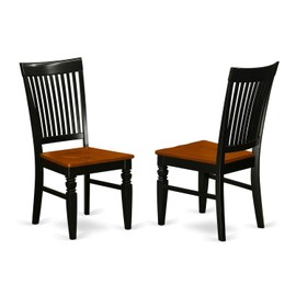 East West Furniture Weston dining chair set of 2 - Wooden Seat and Black Real wood Frame modern dining chairs