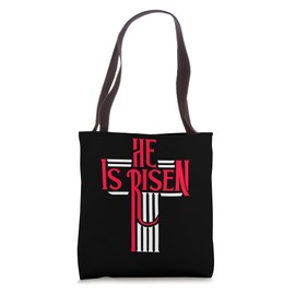 Christian Easter Day Religious Cross He Is Risen Tote Bag