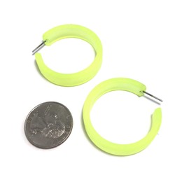 Large Neon Yellow Frosted Lucite Portland Hoop Earrings - PTLD-YL-2