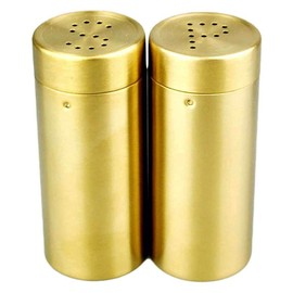 ANCLLO 2pcs Cruet Sets Stainless Steel Simple Style Seasoning Bottle Salt Pepper Flavoring Spice Seasoning Bottle Set Cooking Tools good Golden