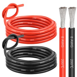 2 Pcs 10FT Conductor Silicone Electrical Wire, 8 AWG Stranded Cord, 8 Gauge Electric Cable,600 Voltage/Flexible Cable/Tinned Copper for Car Wiring, Lamp Cord, Boat Cable,Drones Wire