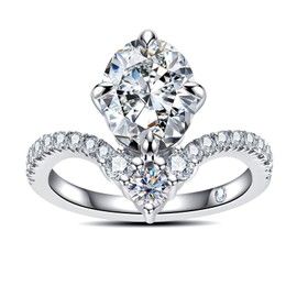 Raivari Moissanite Engagement Rings 3CT 4-Prong Setting 10mm*8mm Oval Cut D Color VVS1 Clarity Curved Promise Promise Anniversary Rings in S925 Sterling Silver Wedding Bands for Women Size6