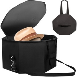 HAOPENGYOU Hat Box for Women Storage, 17" D x 11" H Portable Cowboy Hat Box Organizer Case with Handles, Hat organizer for Travel Women Storage and Large Cap Bag for Men Carry, Up to 9 Hats