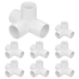 M METERXITY 8-Pack PVC Fittings, 1 Inch PVC Pipe Connectors 4-Way for Building Furniture/Greenhouse/Shed Pipe Fittings/Tent Connection, Furniture Build Grade PVC Elbow [White]