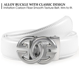 JEKIXHUA Real Leather Men Ratchet Belt Genuine Cowhide Customizable Fit Strap 1.5" Wide (Silver White-1, 26" to 48" Waist Adjustable)