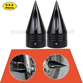 Unbranded Motorcycle Black Spike Front Axle Nut Covers Caps For Harley Road Glide King