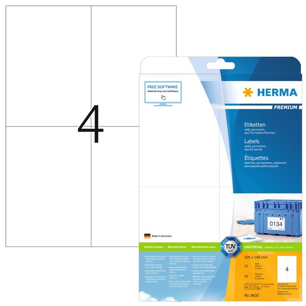 HERMA 8630 Versandetiketten, 10 Blatt, 105 x 148 mm, 4