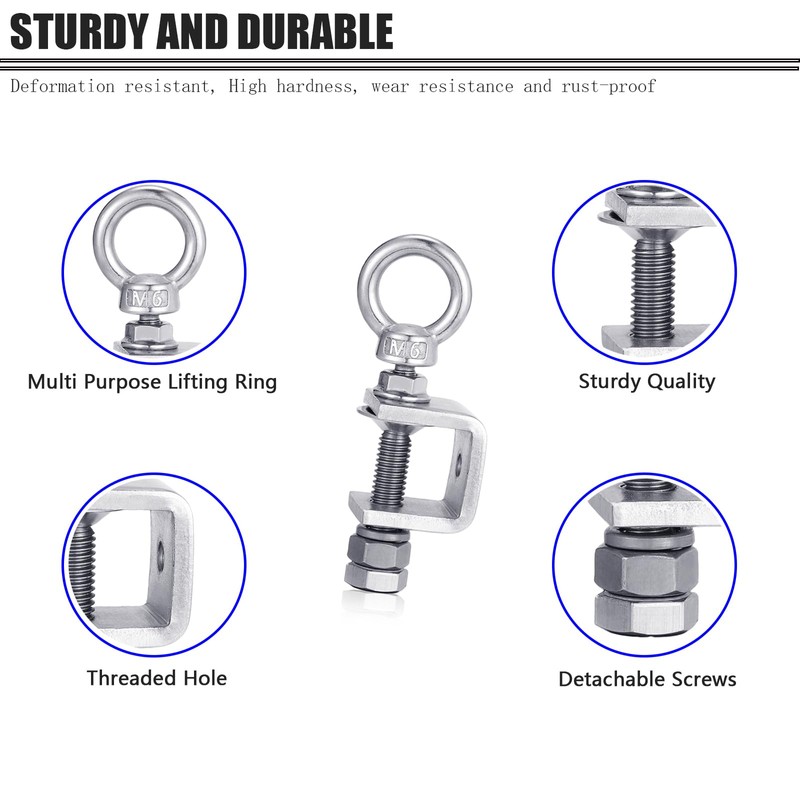 6-Pack Small C Clamps – 304 Stainless Steel Beam Clamps