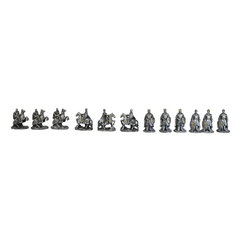 Set of 12 Medieval Crusader Knights With Swords Shields Horses