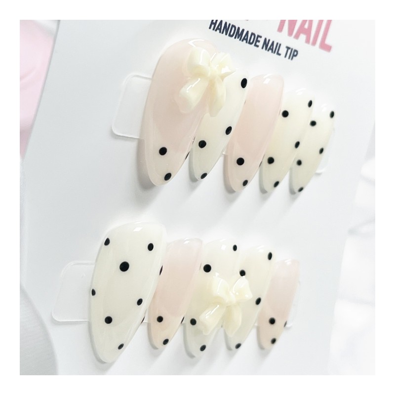 Cream puff handmade nail tips - short ballerina / 슈크림동산