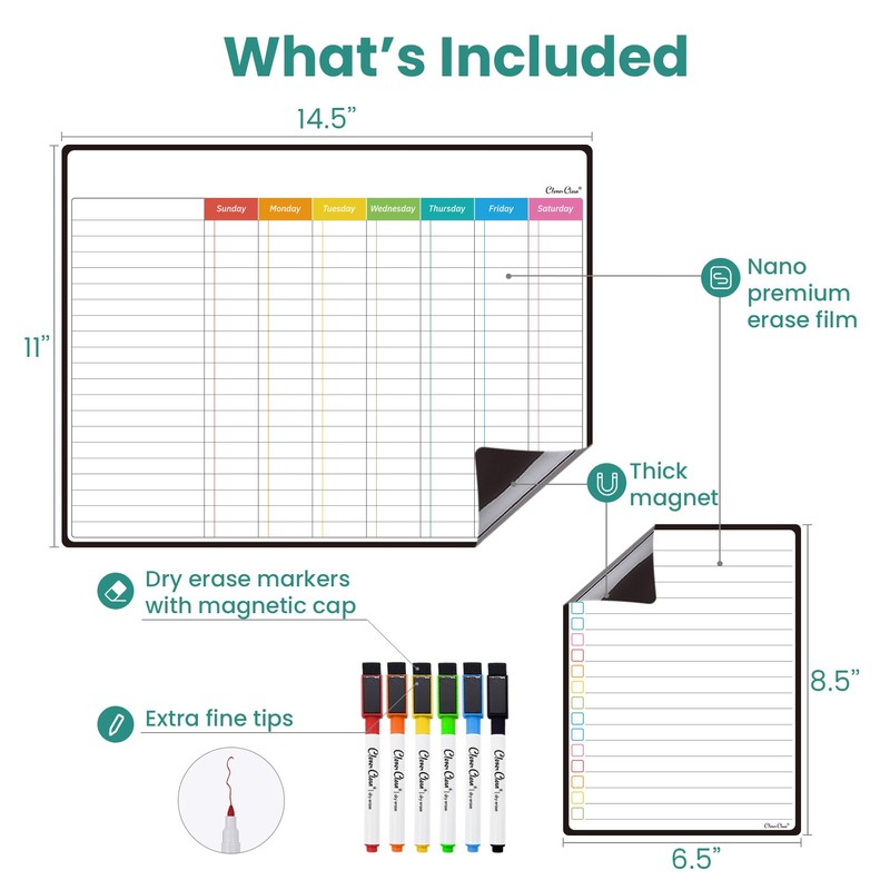 Magnetic Dry Erase Chore Chart - 14.5"x11" Chore Chart for