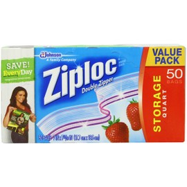 Ziploc Storage Bags with New Grip 'n Seal Technology, For Food, Sandwich, Organization and More, Smart Zipper Plus Seal, Quart, 3 pack, 150 count
