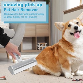 GLIDESMOOTH Pet Hair Removal Tool, Lint Roller for Pet Hair, Carpet Rake, Pet Hair Remover Roller for Furniture Couch Bed Car Seat, Light Gray