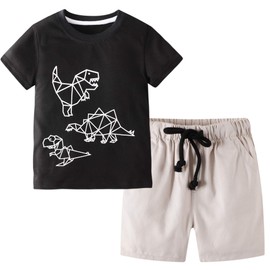 BIBNice Toddler Boy Clothes Kids Summer Cotton Outfits Little Boys Clothing Sets Dinosaur Size 3T