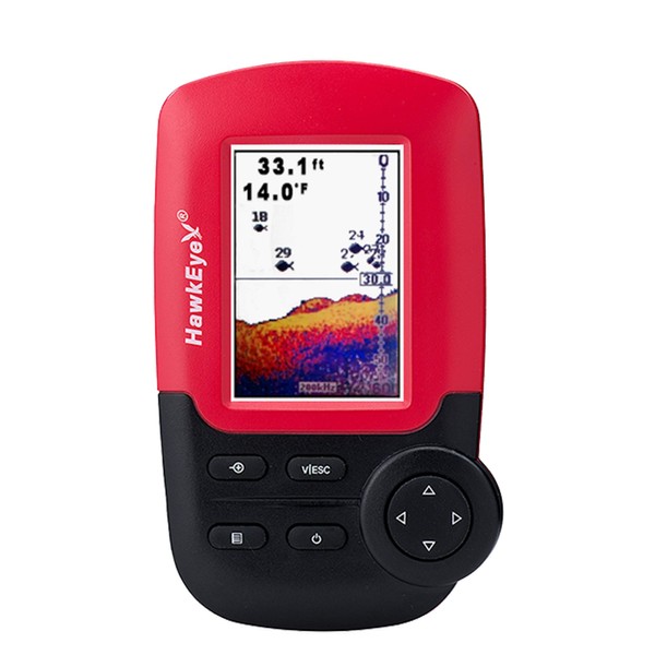 HawkEye Fishtrax 1C Fish Finder with HD Color Virtuview Display, Black/Red, 2" H x 1.6" W Screen Size