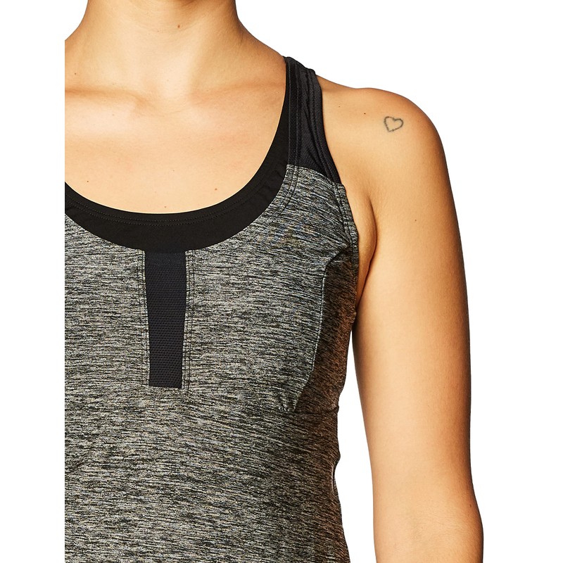 Speedo Heather Touchback Tankini para Mujer, Heather Touchback Tankini, Gris