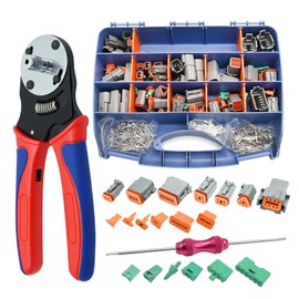 SYOWADA 338PCS Deutsch Connector Kit 2 3 4 6 8 12 Pin Connectors DT Deutsch Crimping Tool Waterproof Electrical Connector Automotive Repair Removal Tool Kit
