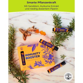 Immunity Booster 14 x 25 ml Shots - 1 Shot Täglich - mit Vitamin D, Zink, Kurkuma, Sanddorn & Schwarzer Pfeffer - Vegan - The Purity Brand